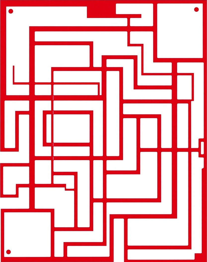 Bold Red Geometric Maze Lines Rug