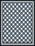 Navy Blue Lattice Cream Contemporary Rug