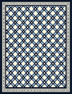 Navy Blue Lattice Cream Contemporary Rug