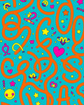 Whimsical Orange Swirls Aqua Brights Rug