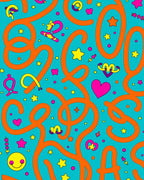 Whimsical Orange Swirls Aqua Brights Rug