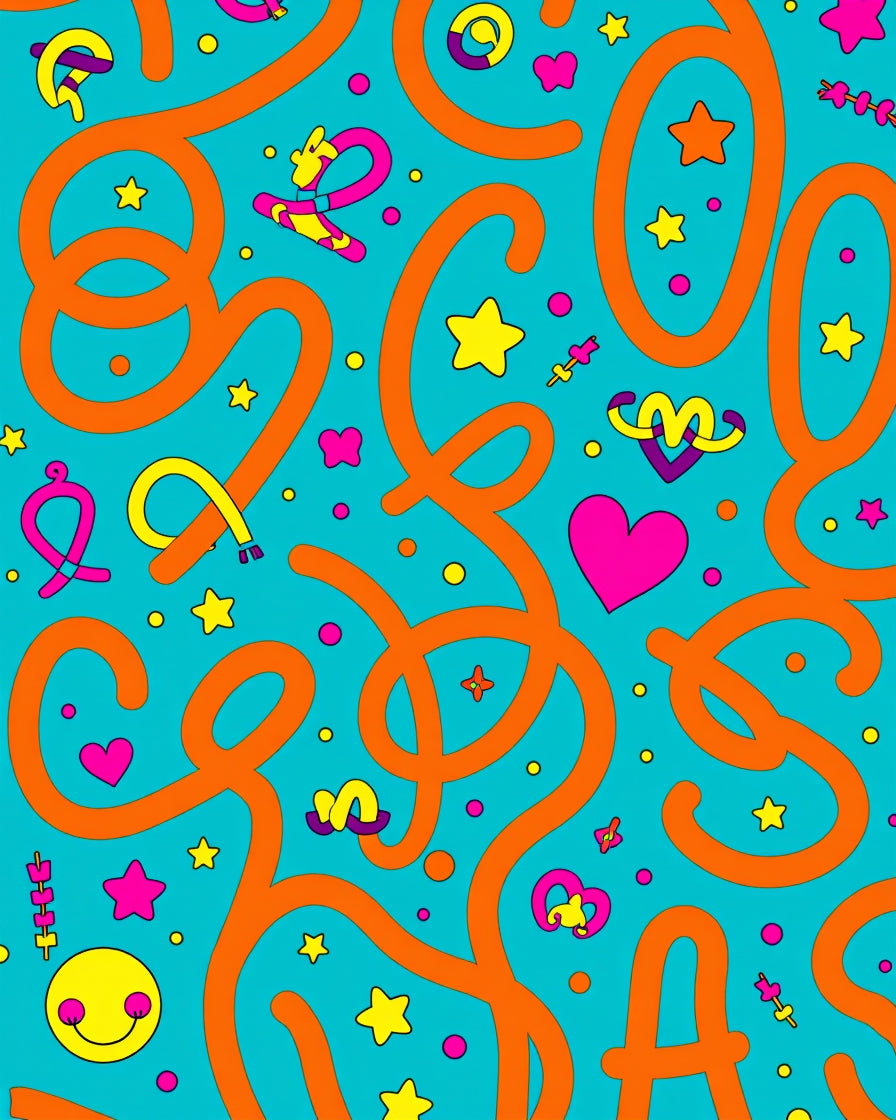 Whimsical Orange Swirls Aqua Brights Rug