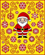 Jolly Santa Claus Red Snowflake Garland Rug