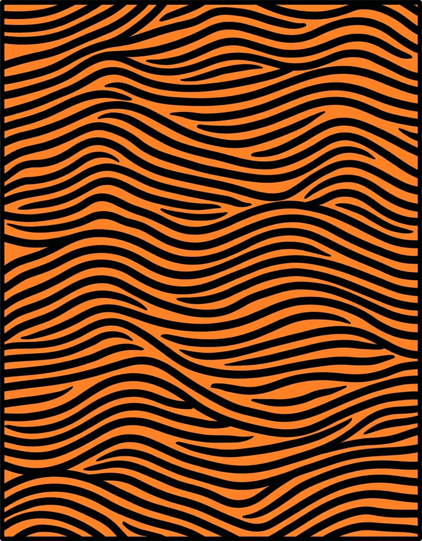 Orange Black Zebra Stripe Wave Rug