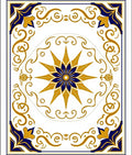Golden Starburst Blue Floral Tile Rug