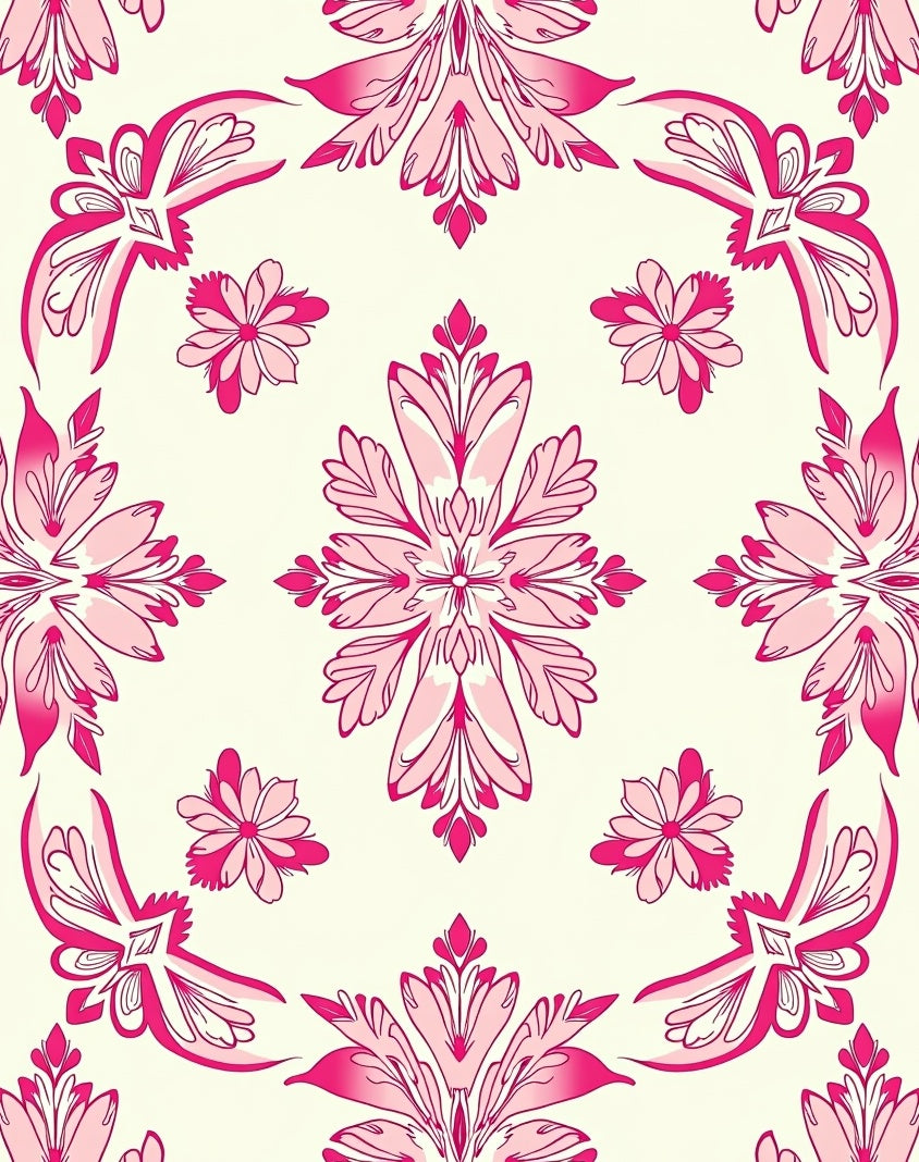 Fuchsia Floral Blossom Mandala Rug