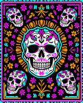 Vibrant Skull Floral Day Of Dead Rug