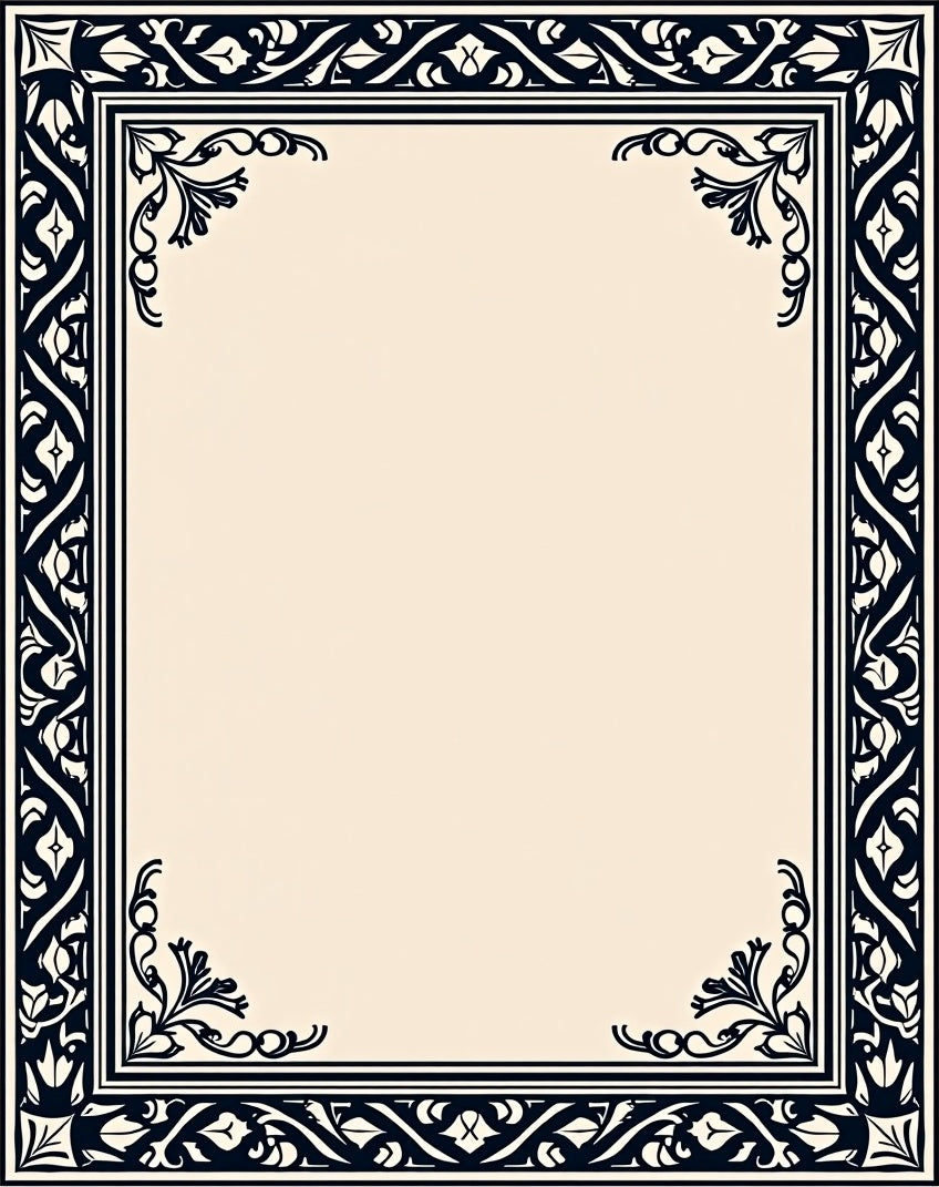Ornate Navy Classic Floral Border Rug