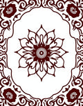 Deep Red Floral Medallion Frame Rug