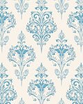 Ornate Blue Damask Crest Rug