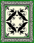 Black Green Ivory Floral Scroll Rug