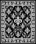 Black White Damask Fleur De Lis Frame Rug