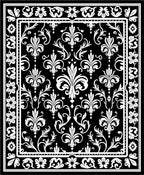 Black White Damask Fleur De Lis Frame Rug