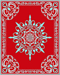 Crimson Sky Blue Floral Medallion Border Rug