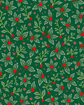 Christmas Green Floral Berry Accents Rug