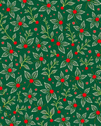 Christmas Green Floral Berry Accents Rug