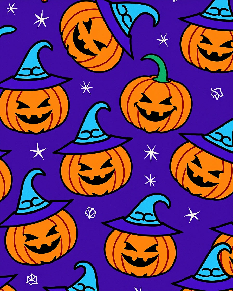 Spooky Orange Jack-o-Lantern Witch Hat Rug