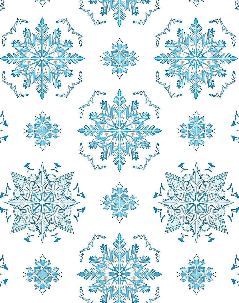 Ice Blue Snowflake Medallion Square Rug