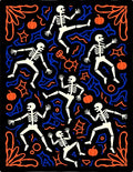 Dancing Skeletons Orange Blue Black Rug