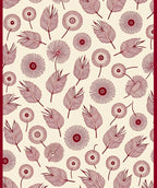Crimson Feather and Flower Collage Rug