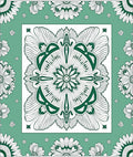 Emerald Green Floral Medallion Tapestry Rug