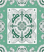 Emerald Green Floral Medallion Tapestry Rug