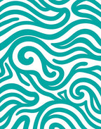 Teal Abstract Swirl Wave Rug