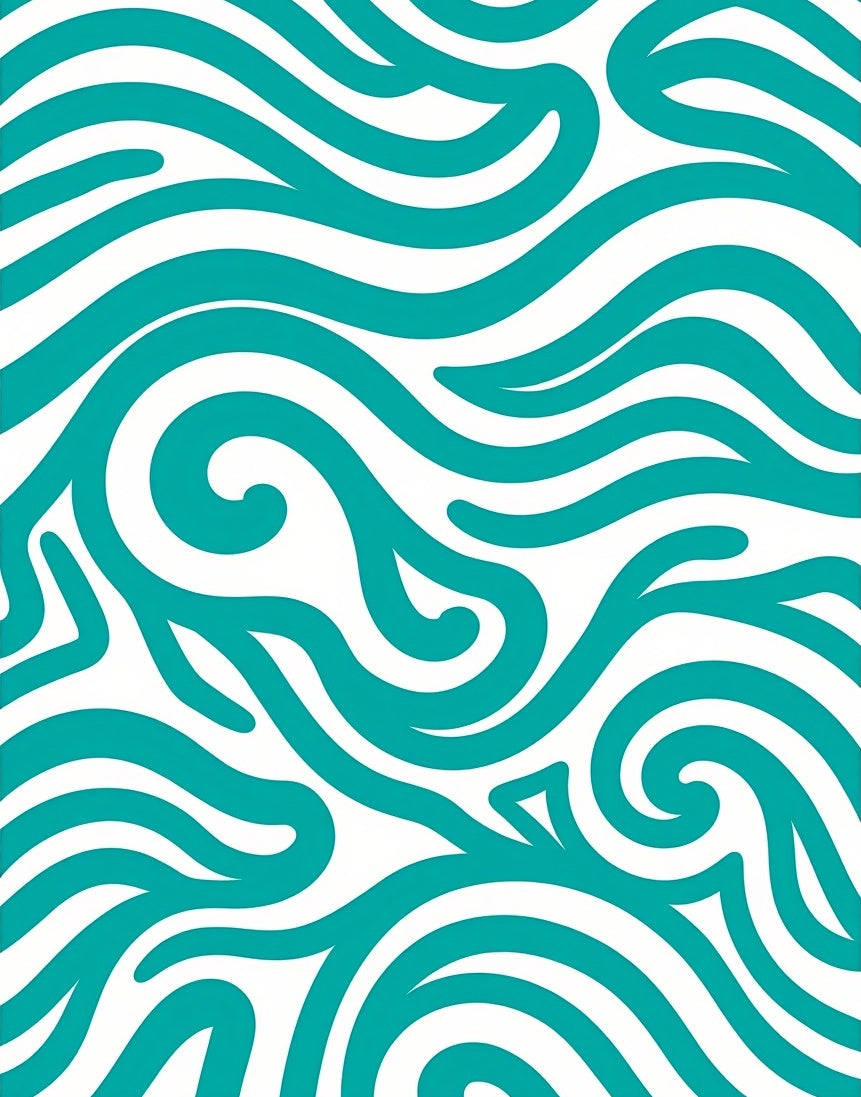 Teal Abstract Swirl Wave Rug