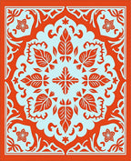 Vibrant Orange Floral Medallion Rug