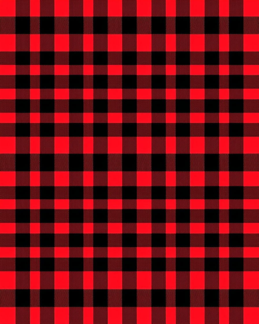 Classic Red Black Checkered Grid Rug