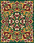 Rich Maroon Floral Arabesque Ensemble Rug