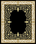 Black Gold Vintage Floral Arch Rug