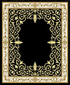 Black Gold Vintage Floral Arch Rug