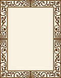 Brown Floral Scroll Frame Rug