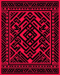 Crimson Geometric Labyrinth Art Rug