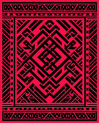 Crimson Geometric Labyrinth Art Rug