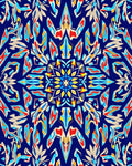 Vibrant Red Blue Yellow Kaleidoscope Rug