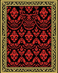 Bold Red Floral Damask Frame Rug