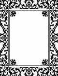 Ornate Black Floral Scroll Border Rug