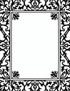 Ornate Black Floral Scroll Border Rug