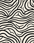 Abstract Black White Wave Rug