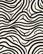Abstract Black White Wave Rug