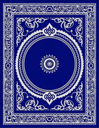 Deep Blue White Floral Medallion Arch Rug