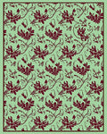 Maroon Floral Vine Scroll Sage Rug
