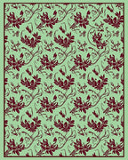 Maroon Floral Vine Scroll Sage Rug