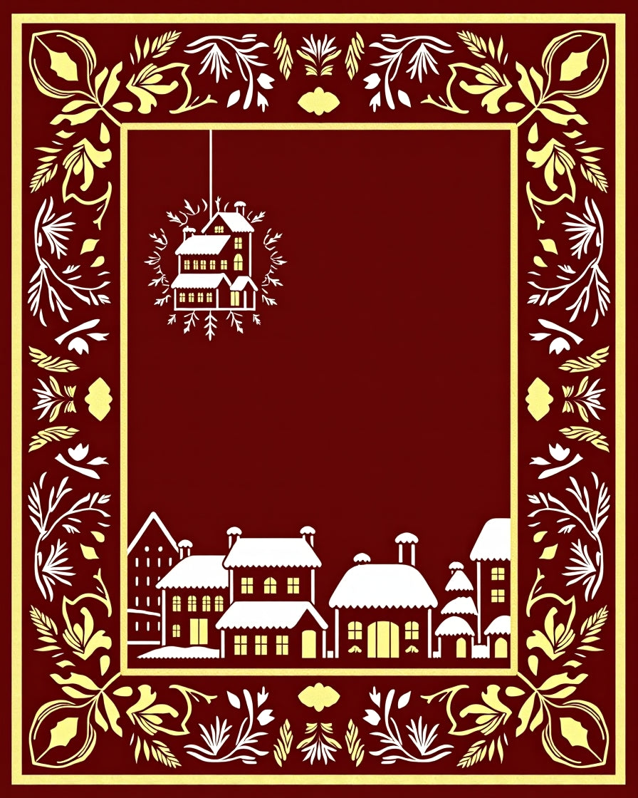 Crimson Townhouses Floral Border Rug