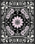 Blush Pink Floral Black Medallion Rug