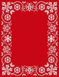 Vibrant Red Floral Snowflake Border Rug