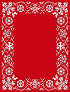 Vibrant Red Floral Snowflake Border Rug