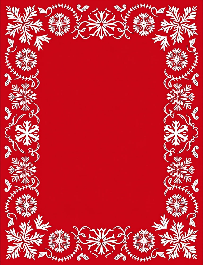 Vibrant Red Floral Snowflake Border Rug